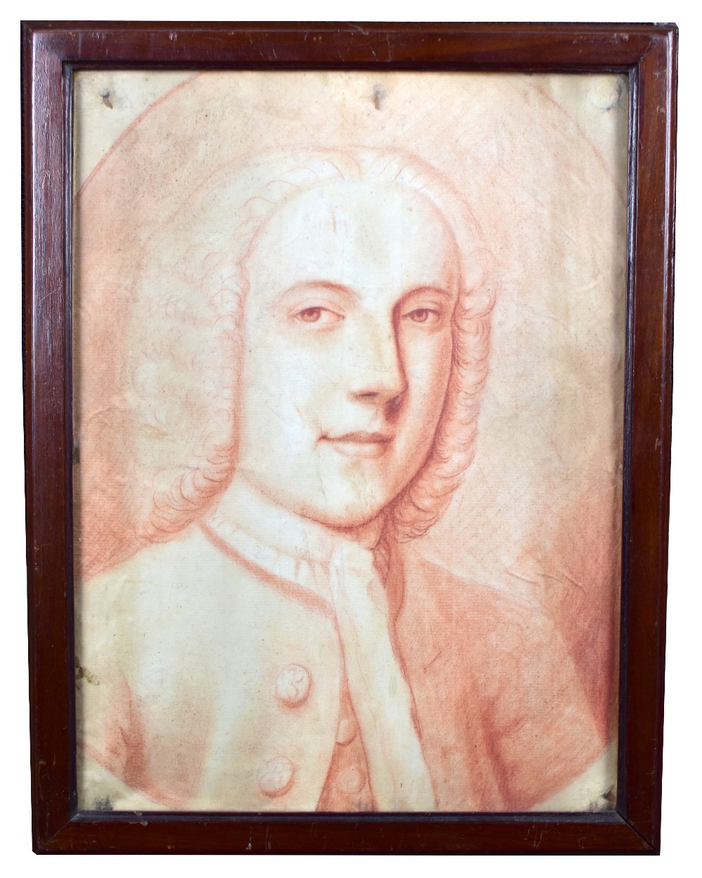 ENGLISH SCHOOL (18TH CENTURY); sanguine chalk portrait of a gentleman in a frock coat, unsigned,