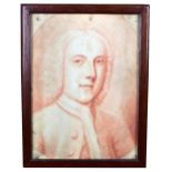 ENGLISH SCHOOL (18TH CENTURY); sanguine chalk portrait of a gentleman in a frock coat, unsigned,