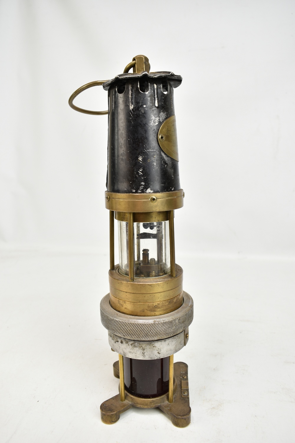 NAYLOR OF WIGAN; an early 20th century 'Spiralarm' miner's safety lamp with aluminium bonnet, - Image 4 of 9