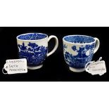 SETH AND JOHN PENNINGTON; two 18th century Liverpool porcelain coffee cups with underglaze blue