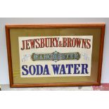 An original advertising card sign 'Jewsbury & Brown's of Downing Street, Manchester, Soda Water', 33