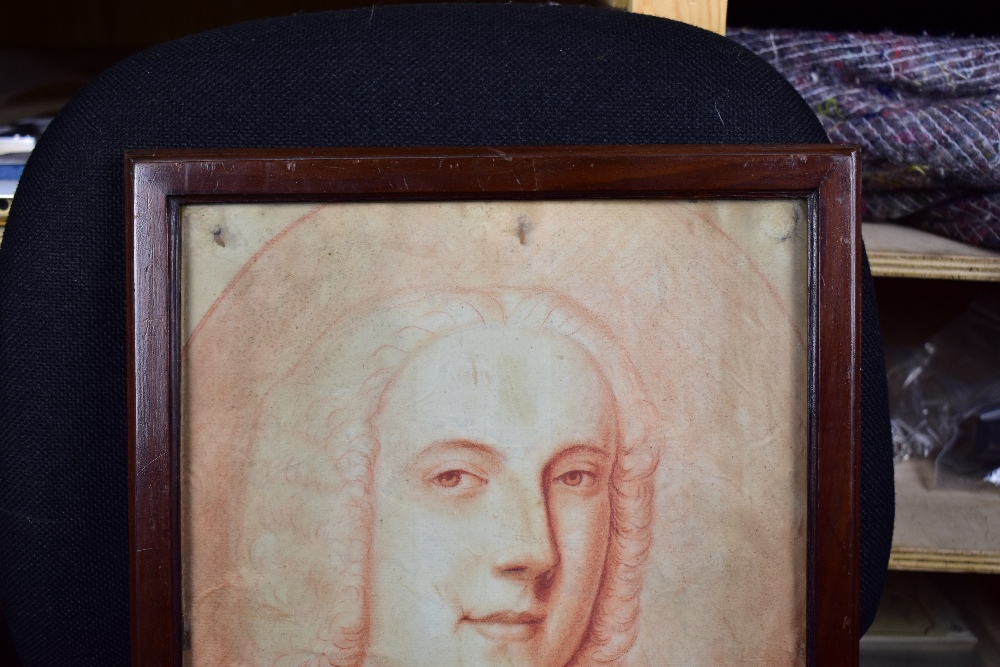 ENGLISH SCHOOL (18TH CENTURY); sanguine chalk portrait of a gentleman in a frock coat, unsigned, - Image 2 of 5