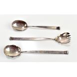 HUKIN & HEATH; a pair of silver plated salad servers in the manner of Dr Christopher Dresser, length