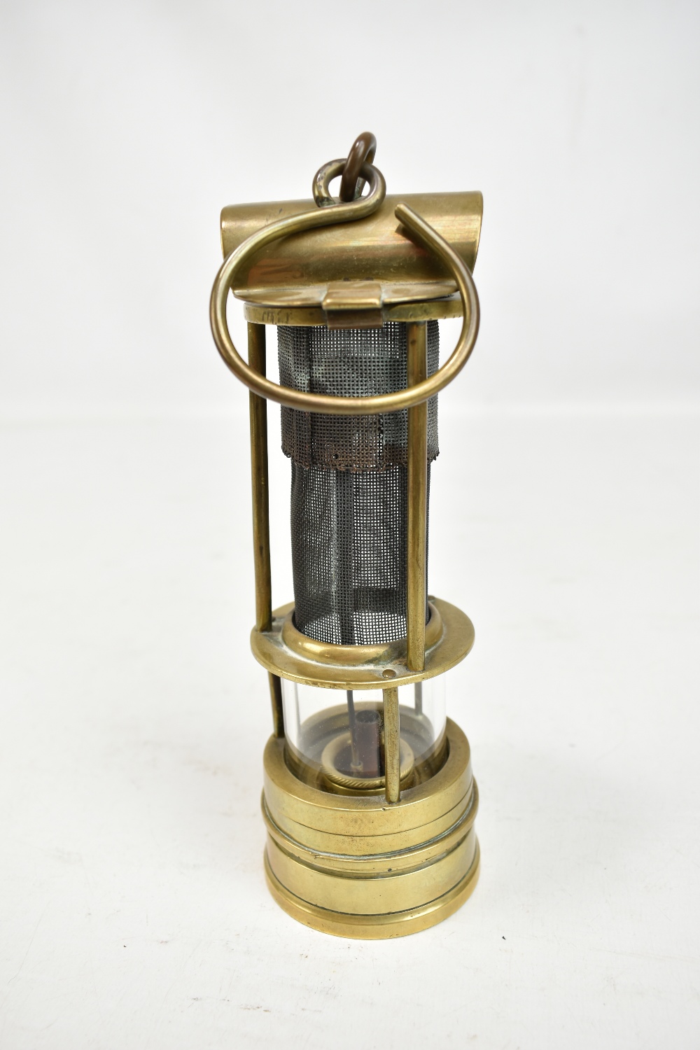 LAIDLER OF DURHAM; an early 20th century three bar Clanny-type frame safety lamp with stamped - Image 3 of 6