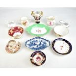 A group of 18th century and later porcelain including Caughley scallop moulded dish (af), 26 x 17cm,