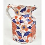 An early 20th century Victoria ironstone stoneware Imari pallet floral decorated jug with printed