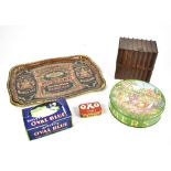 A collection of assorted advertising to include a rectangular tray 'Barringer & Brown's Prize