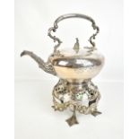 GEORGE RICHMOND COLLIS & CO; a late 19th century electroplated teapot on stand, the teapot with