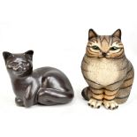 A Nichols Moorside Design ceramic model cat, 10 x 11cm, and a further Harvey Knox example with