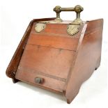 A Victorian mahogany coal scuttle with brass handle and hinges, height 37cm.