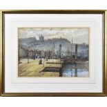 NOEL HARRY LEAVER RCA RIBA (1899-1951); watercolour on paper, 'Landing Stage Whitby', signed lower