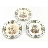SARREGUEMINES; three transfer decorated plates from the 'Musique' series each piece centred with a