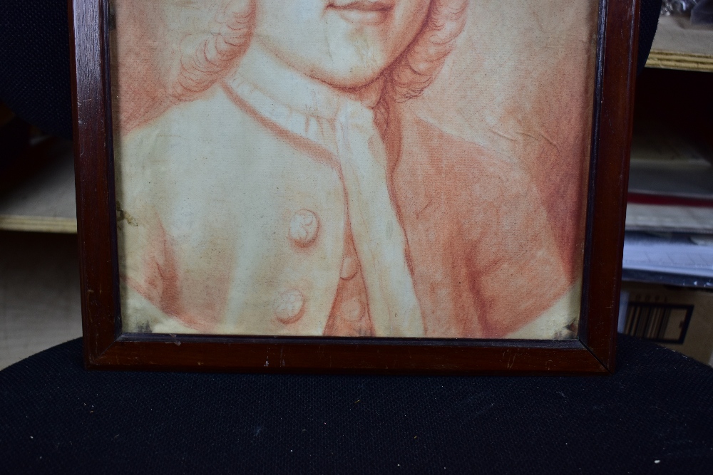 ENGLISH SCHOOL (18TH CENTURY); sanguine chalk portrait of a gentleman in a frock coat, unsigned, - Image 4 of 5