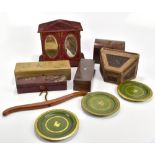 A mixed lot of Victorian and later sundry items, including Victorian dome topped rosewood tea caddy,