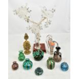 A mixed group of glass including Murano vases and a crystal sculpture modelled as a bonsai tree,