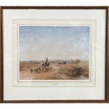DAVID COX SNR, OWS (1783-1859); watercolour, rural farming scene, shepherds in the foreground with