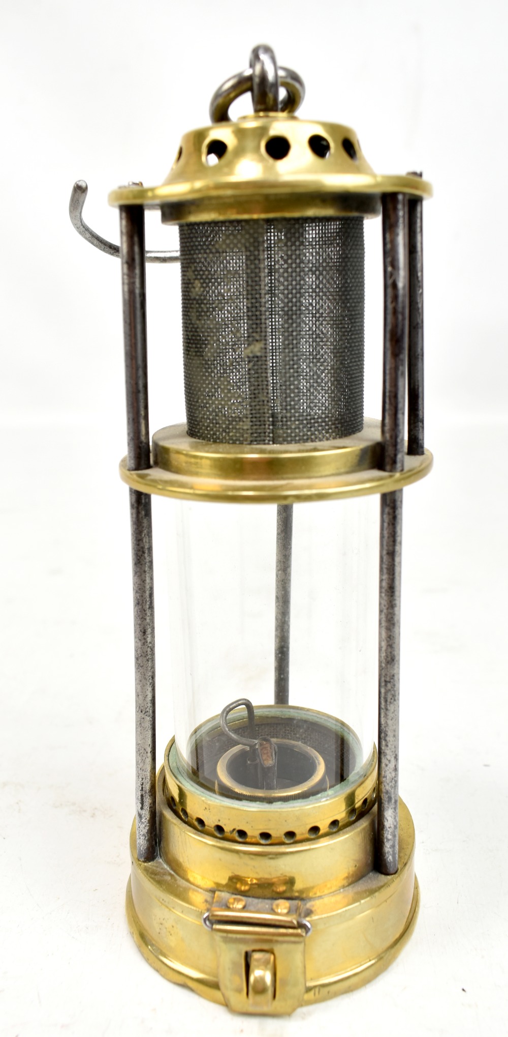 NAYLOR OF WIGAN; an early 20th century Bainbridge-type miner's safety lamp, height excluding loop