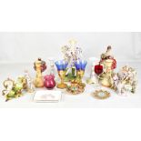 A collection of late 19th century and later ceramics and glassware to include Capodimonte figurine