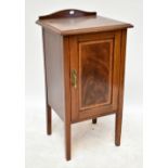 An Edwardian inlaid mahogany pot cupboard, height 80cm, width 42cm, depth 39.5cm.Additional