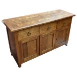 A reproduction inlaid cherrywood sideboard or rectangular proportions, three drawers above three