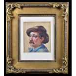 J SCHMIERMANN (Dutch, 1875 - 1950); watercolour, 'Stoopers type' portrait of a gentleman wearing a
