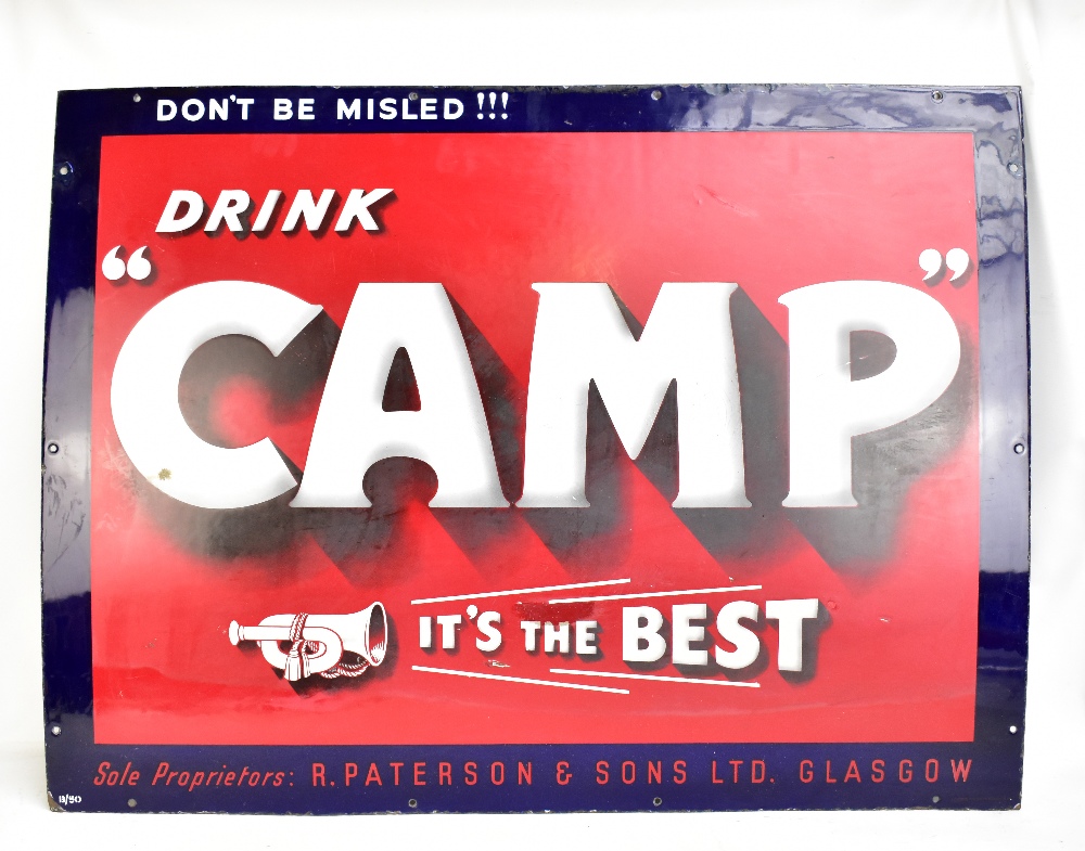 An original advertising enamel sign 'Don't be Misled, Drink Camp it's the Best', 76 x 101.5cm.