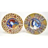 Two 19th century Italian lustre glazed maiolica revival bowls painted to centre with portraits of