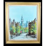 R FOLLAND; oil on canvas, 'Morning in Whitehall', signed lower left, 60.5 x 49.5cm. (D)Additional