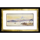 LEWIS; watercolour depicting fishermen with mountainous landscape in the foreground, signed and