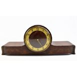 JUNGHANS; an Art Deco simulated walnut and burr walnut veneered eight day mantel clock, the circular