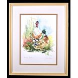 GILLIAN FRENCH; watercolour, 'Dunham Ducks', signed and titled in pencil, 32.5 x 24cm, framed and