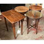 Three early 20th century oak circular side tables, height of largest 74cm, diameter 51cm, and a