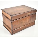 A 19th century mahogany, bird's eye maple and further inlaid tea caddy modelled as a stack of
