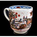 PENNINGTON, JAMES OR SETH; an 18th century Liverpool porcelain coffee cup in Boy and Buffalo pattern