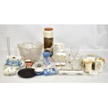 A mixed lot of assorted ceramics and glassware including Wedgwood Black Basalt commemorative