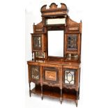 A late Victorian rosewood and inlaid mirror back sideboard, the upper section with two bevelled