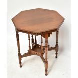 A late 19th/early 20th century mahogany octagonal occasional table on stretchered supports with