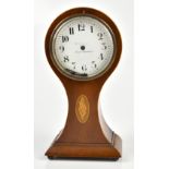 W GREENWOOD OF LEEDS & HUDDERSFIELD; an Edwardian mahogany and inlaid balloon-form mantel clock, the