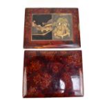 An early/mid-20th century Japanese lacquer work portfolio front and back cover featuring border of