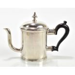 A 19th century silver plated Argyll teapot of cylindrical form, height 13cm.Additional