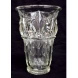 VERLYS; a French Art Deco moulded glass vase relief decorated with birds embossed signature to base,