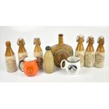 A small collection of assorted advertising ceramics, including six John Milne Ginger Beers, also a