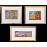 MARCUCCI; three mixed media studies, two nude female portraits and study of a seated female, all