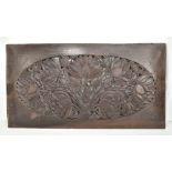 A late 19th century foliate carved wooden rectangular panel, 102 x 54cm.Additional