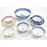A collection of 18th century and later ceramics to include hand painted tea bowl and saucer