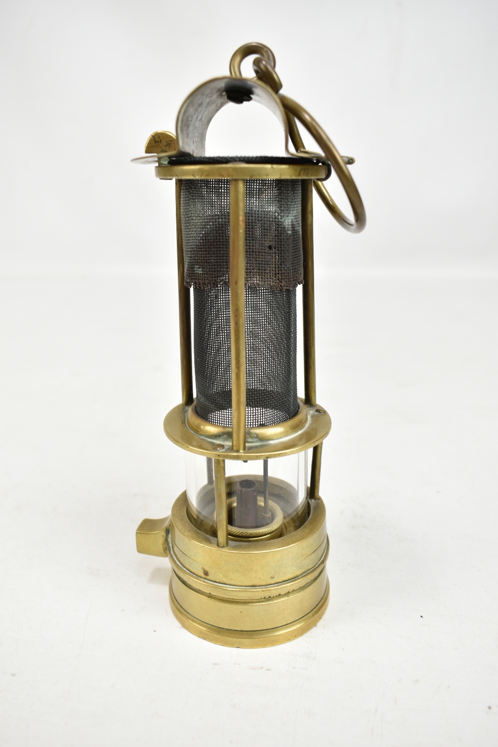 LAIDLER OF DURHAM; an early 20th century three bar Clanny-type frame safety lamp with stamped - Image 2 of 6