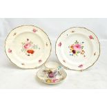 BLOOR DERBY; a pair of 19th century hand painted cabinet plates, each with floral detail, diameter
