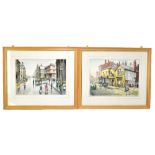 HARRY WALDER (1909-1992); pair of watercolours, street scenes, each signed lower right, 26 x 36cm,
