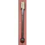 ABRAHAM & CO OF LIVERPOOL; a 19th century mahogany stick barometer and thermometer with applied