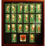 Arsenal framed replica footballer cigarette cards printed by 'Golden Era'.